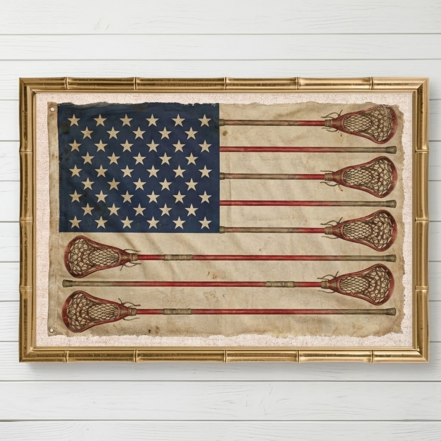 Vintage American Lacrosse Flag Print