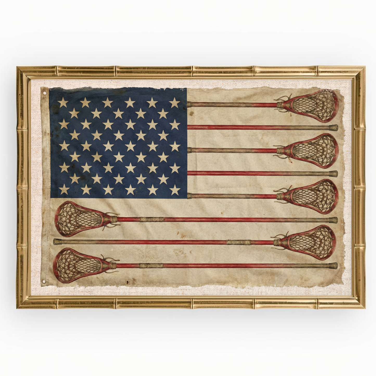 Vintage American Lacrosse Flag Print