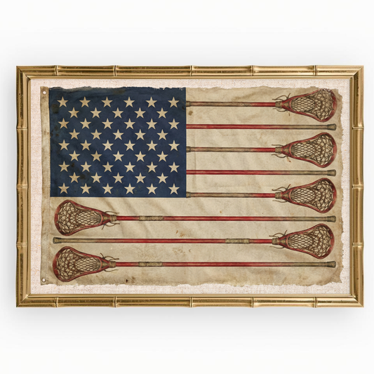 Vintage American Lacrosse Flag Print