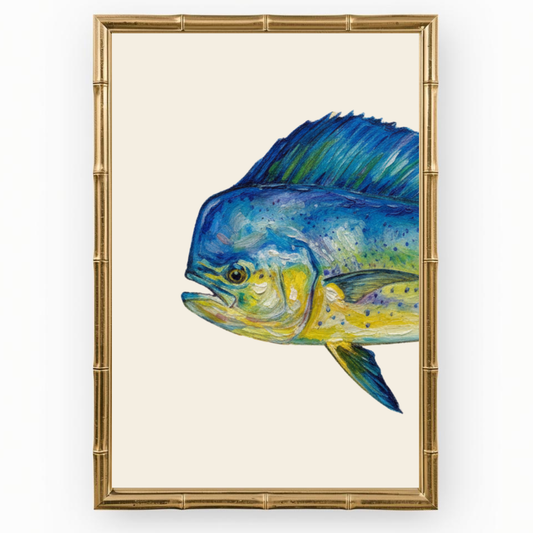 Coastal Wall Art Set : Mahi Fish Head Painting Print