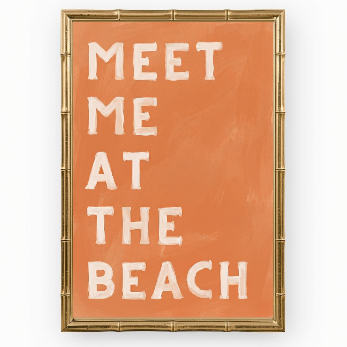 Meet me at the beach : Orange Terracotta texture coastal wall art print
