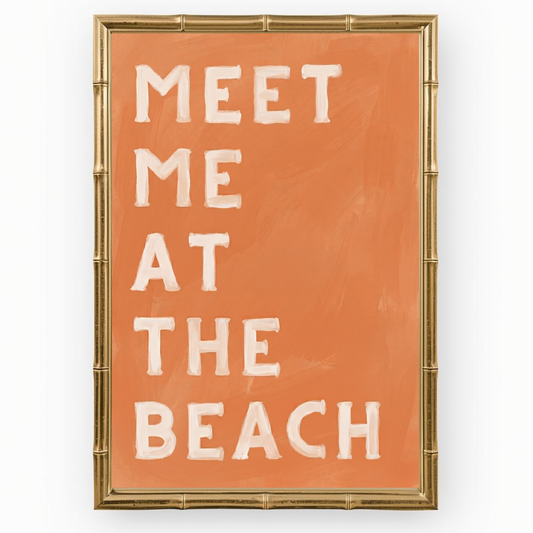Meet me at the beach : Orange Terracotta texture coastal wall art print