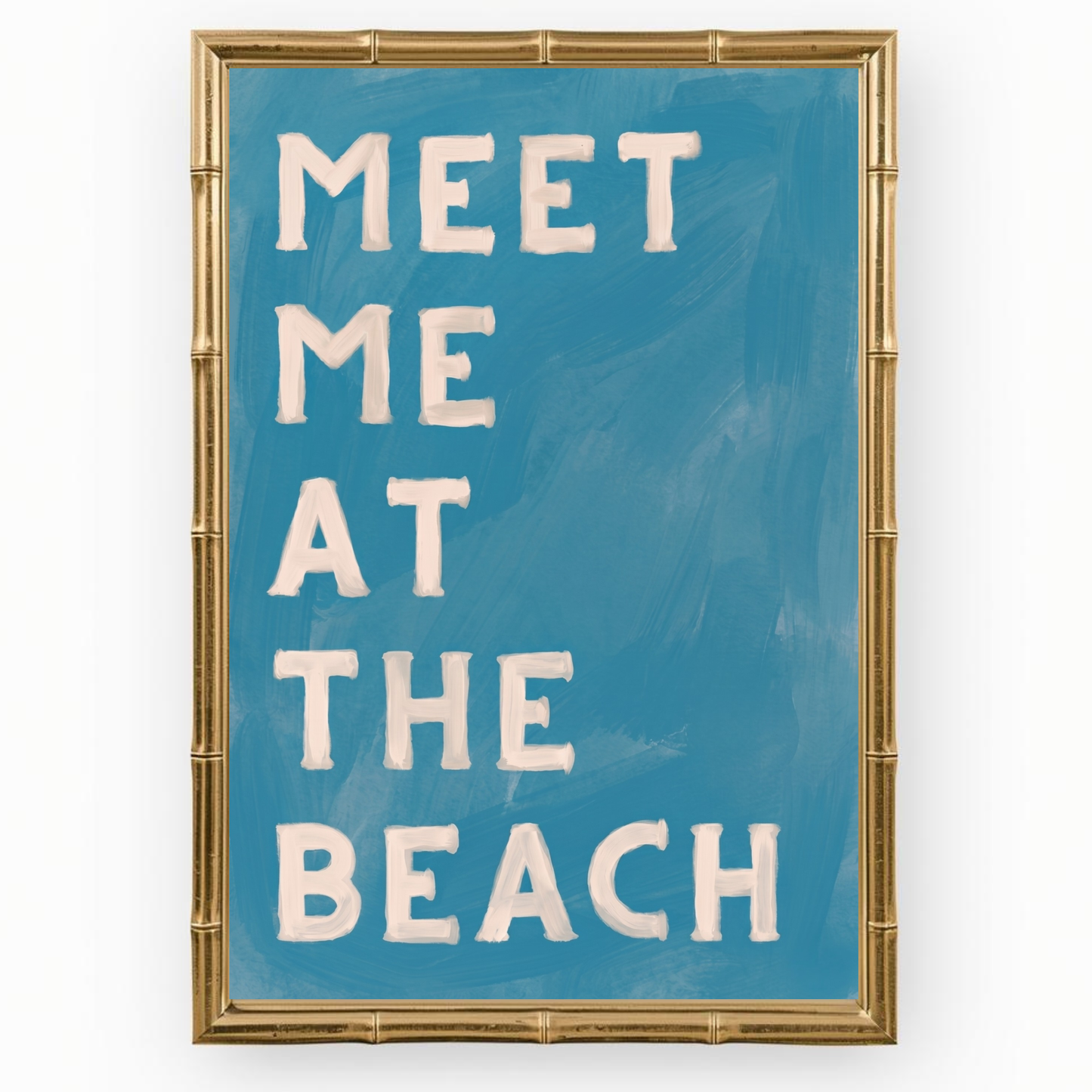 Meet me at the beach : Blue coastal wall art print