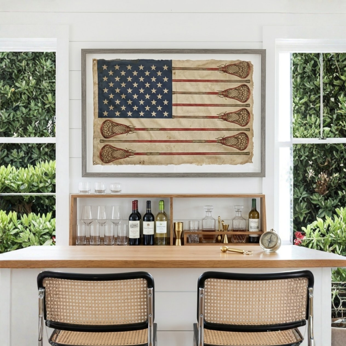 Vintage American Lacrosse Flag Print