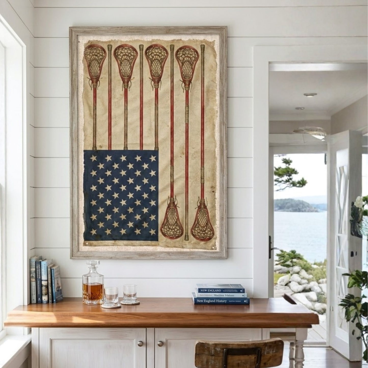 Vintage American Lacrosse Flag Print