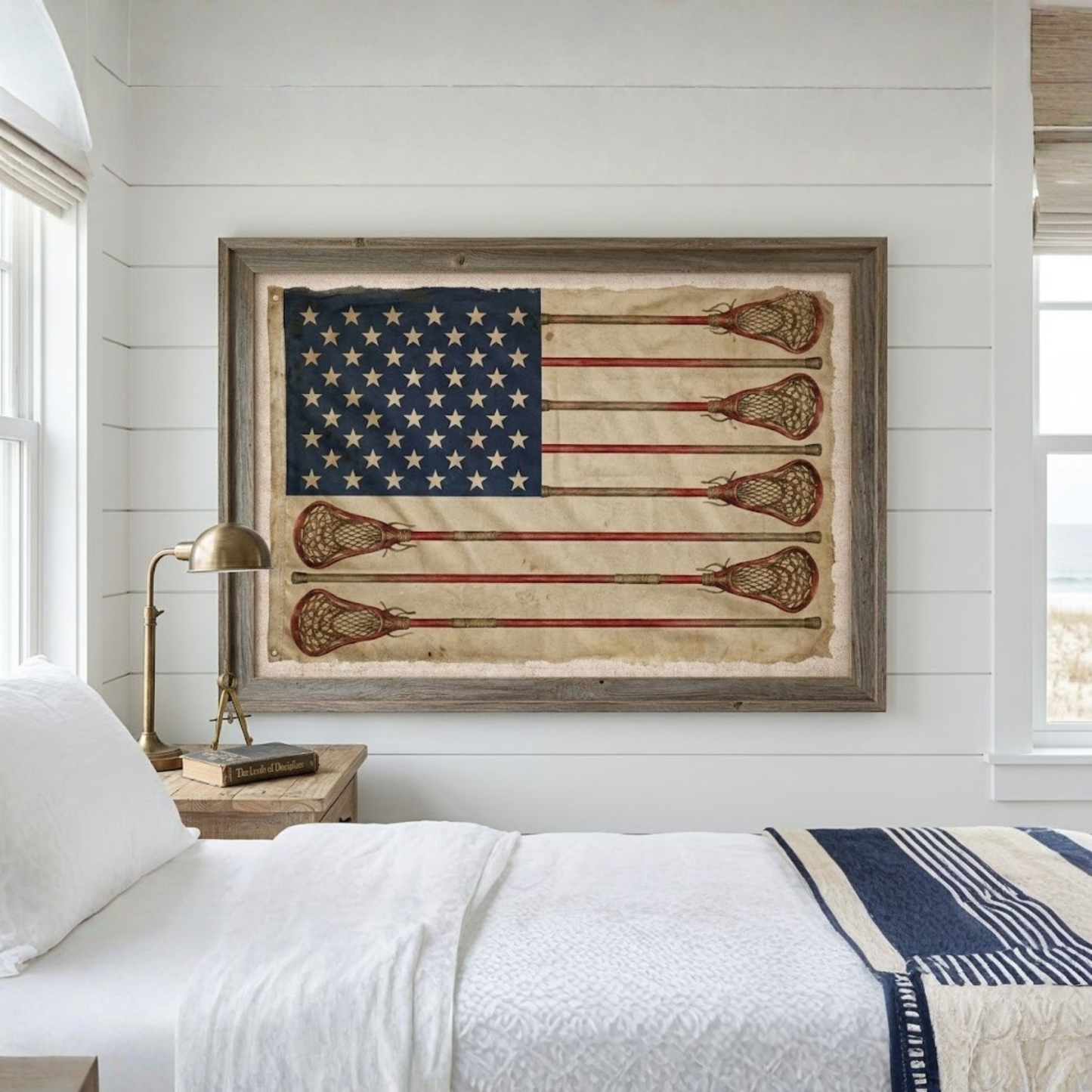 Vintage American Lacrosse Flag Print