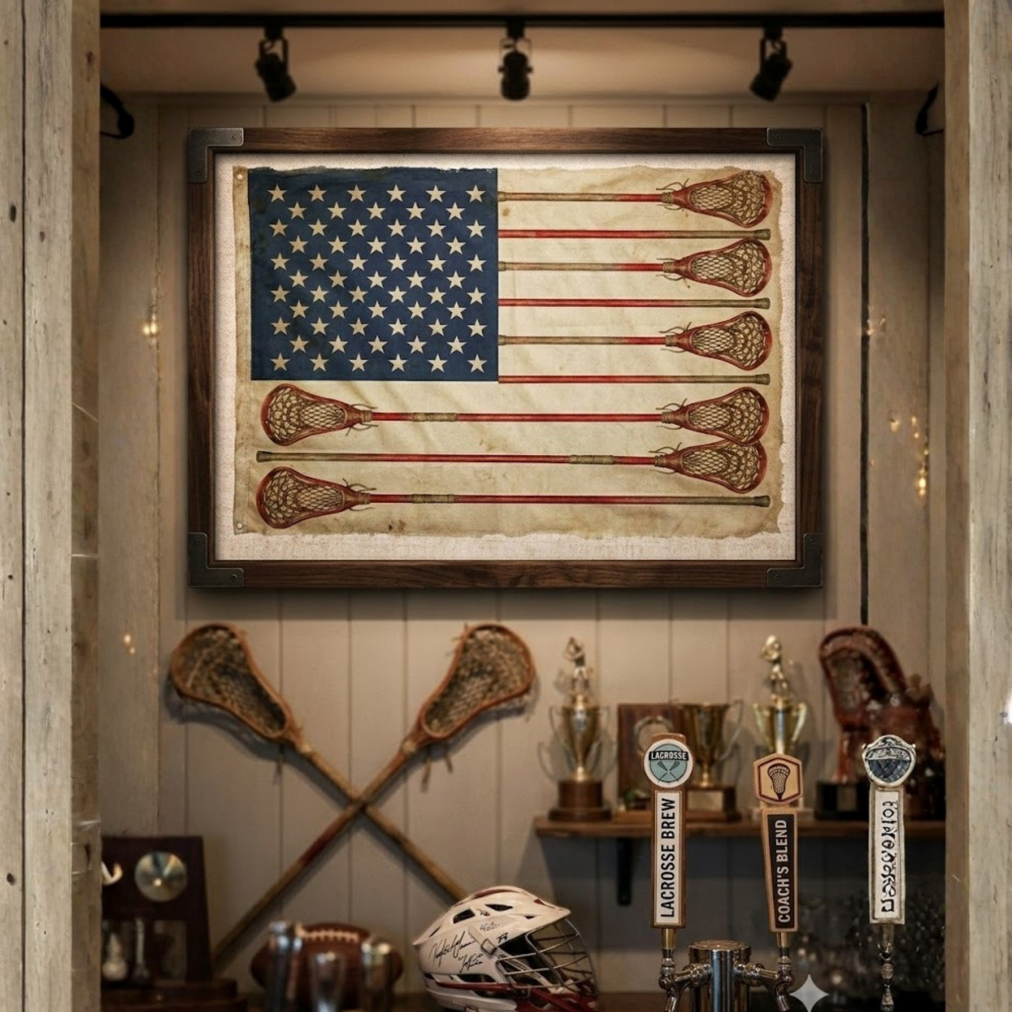 Vintage American Lacrosse Flag Print