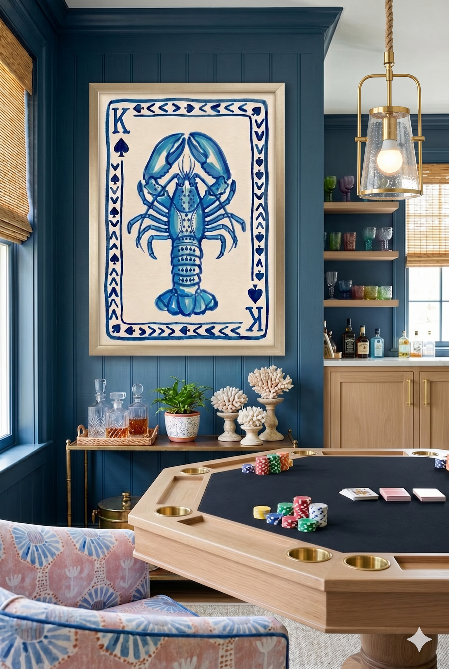 KING OF SPADES LOBSTER : Coastal Nautical Playing Card Print