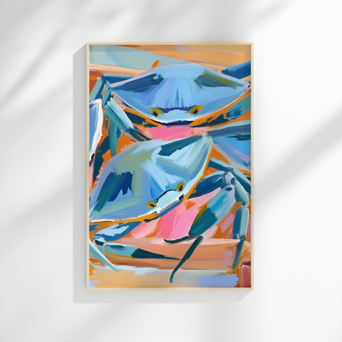 Coastal Wall Art : BLUE CRAB PRINT , Coastal Decor , Colorful Coastal Kitchen