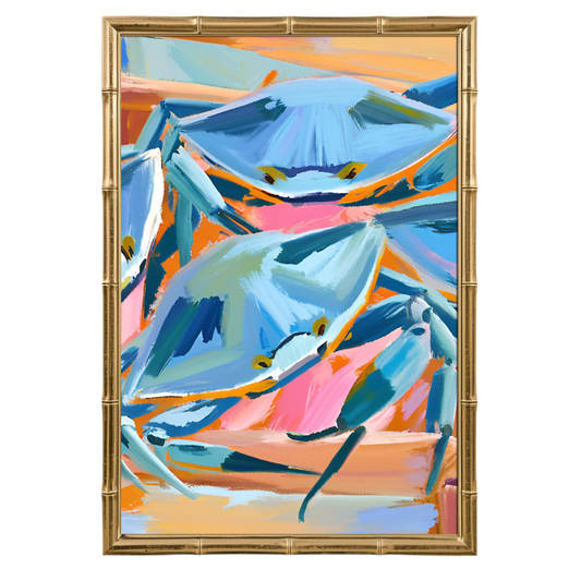Coastal Wall Art : BLUE CRAB PRINT , Coastal Decor , Colorful Coastal Kitchen