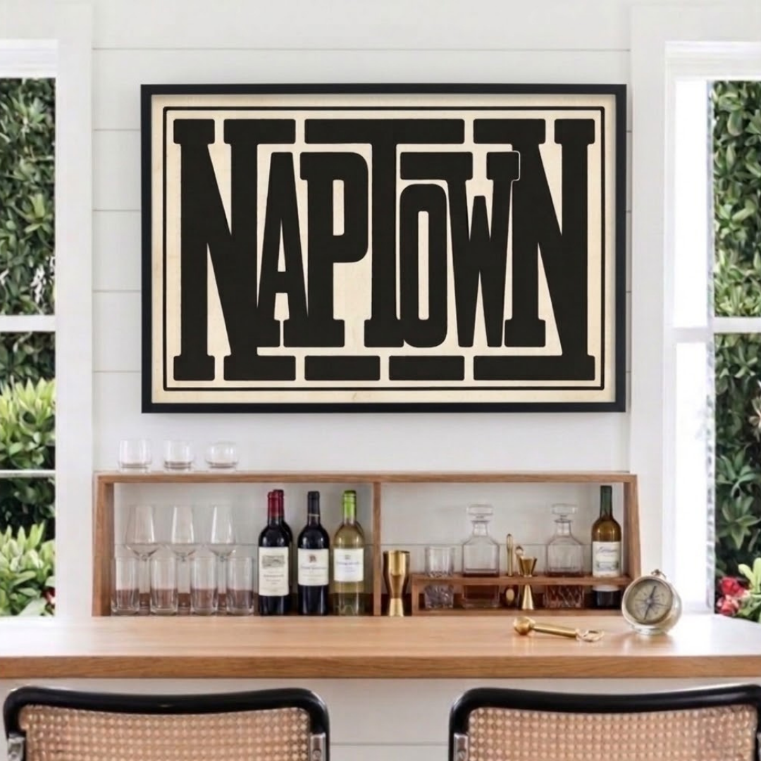 Large 24x36 Maryland Annapolis Wall Art : Navy Pride Black Beige Naptown Print