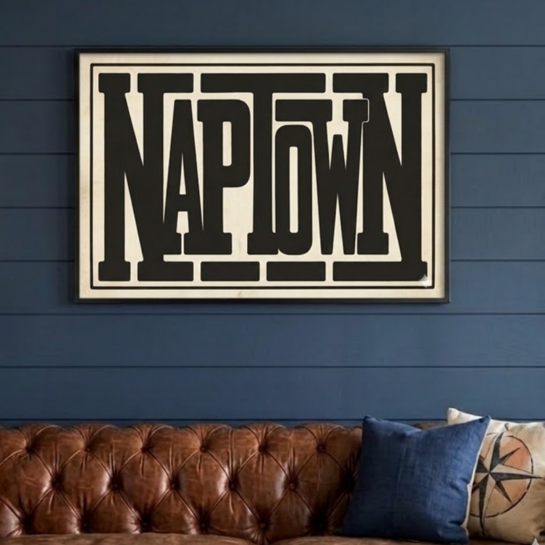 Large 24x36 Maryland Annapolis Wall Art : Navy Pride Black Beige Naptown Print