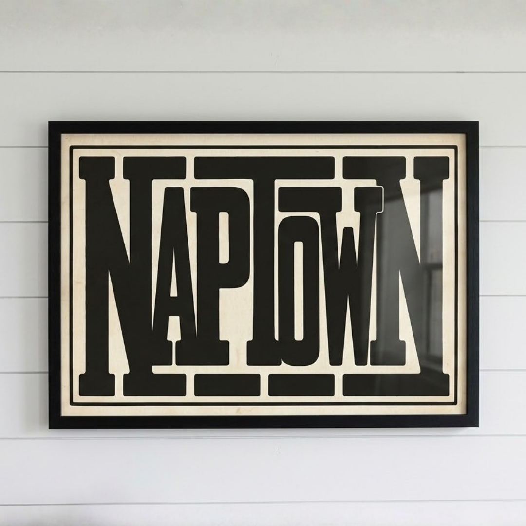 Large 24x36 Maryland Annapolis Wall Art : Navy Pride Black Beige Naptown Print