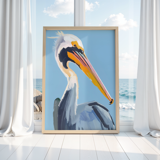 BLUE PELICAN PRINT